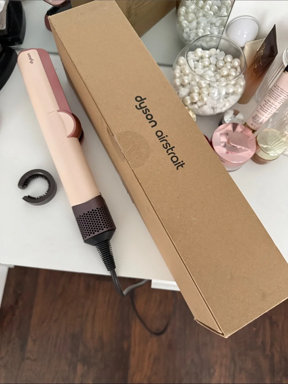 Dyson hair straightener in blush and rose gold